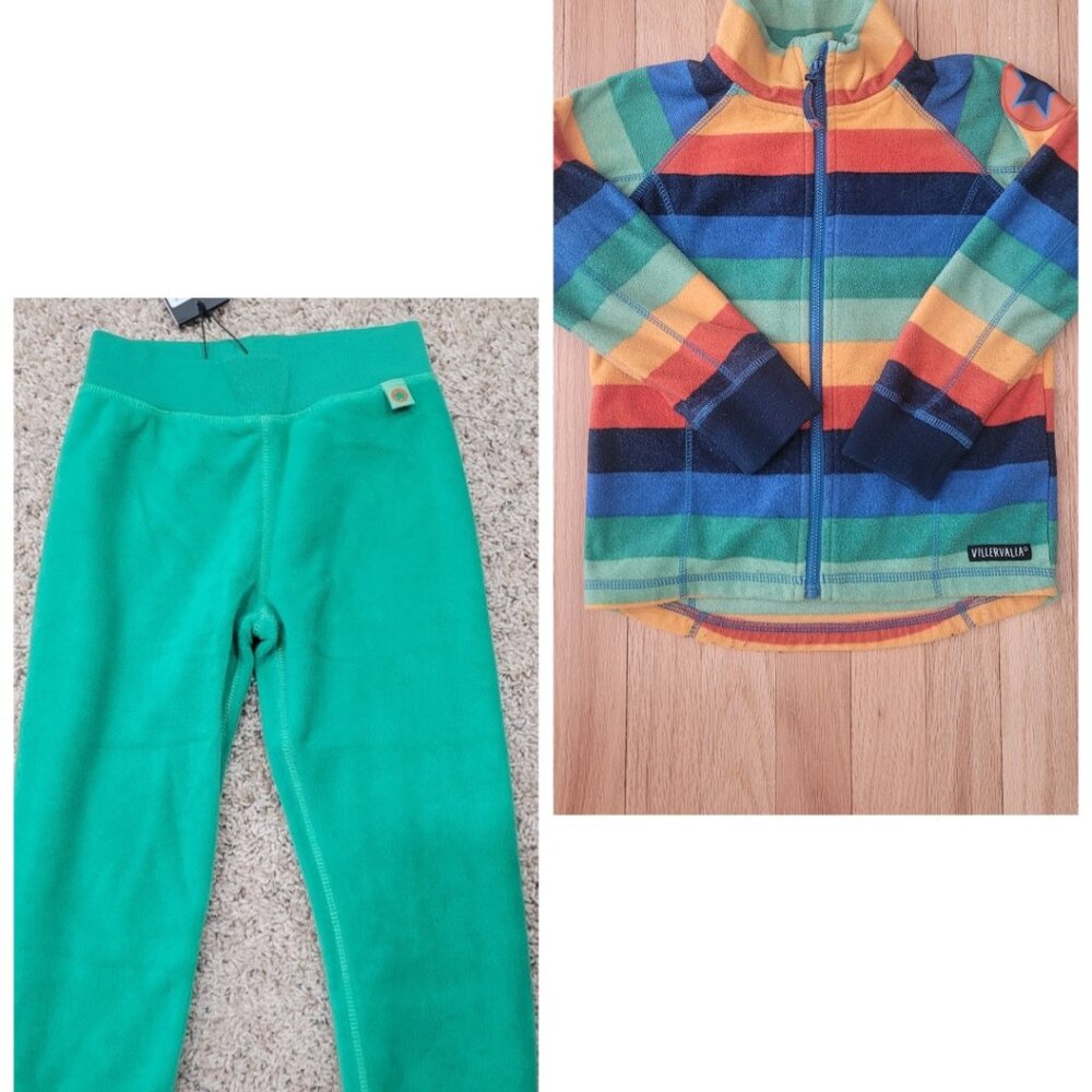 Kids Villervalla rainbow fleece jacket and new pants - size 110 / 5